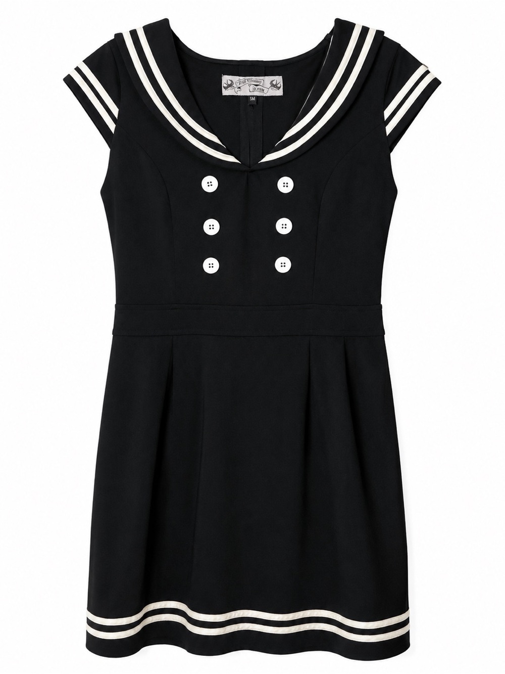 Hell Bunny Black Dress with White Trim